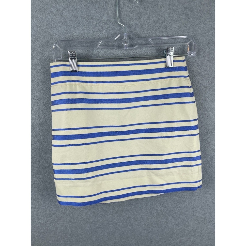 J Crew Pencil‎ Skirt Womens 00 White Striped Career Professional Business Casual